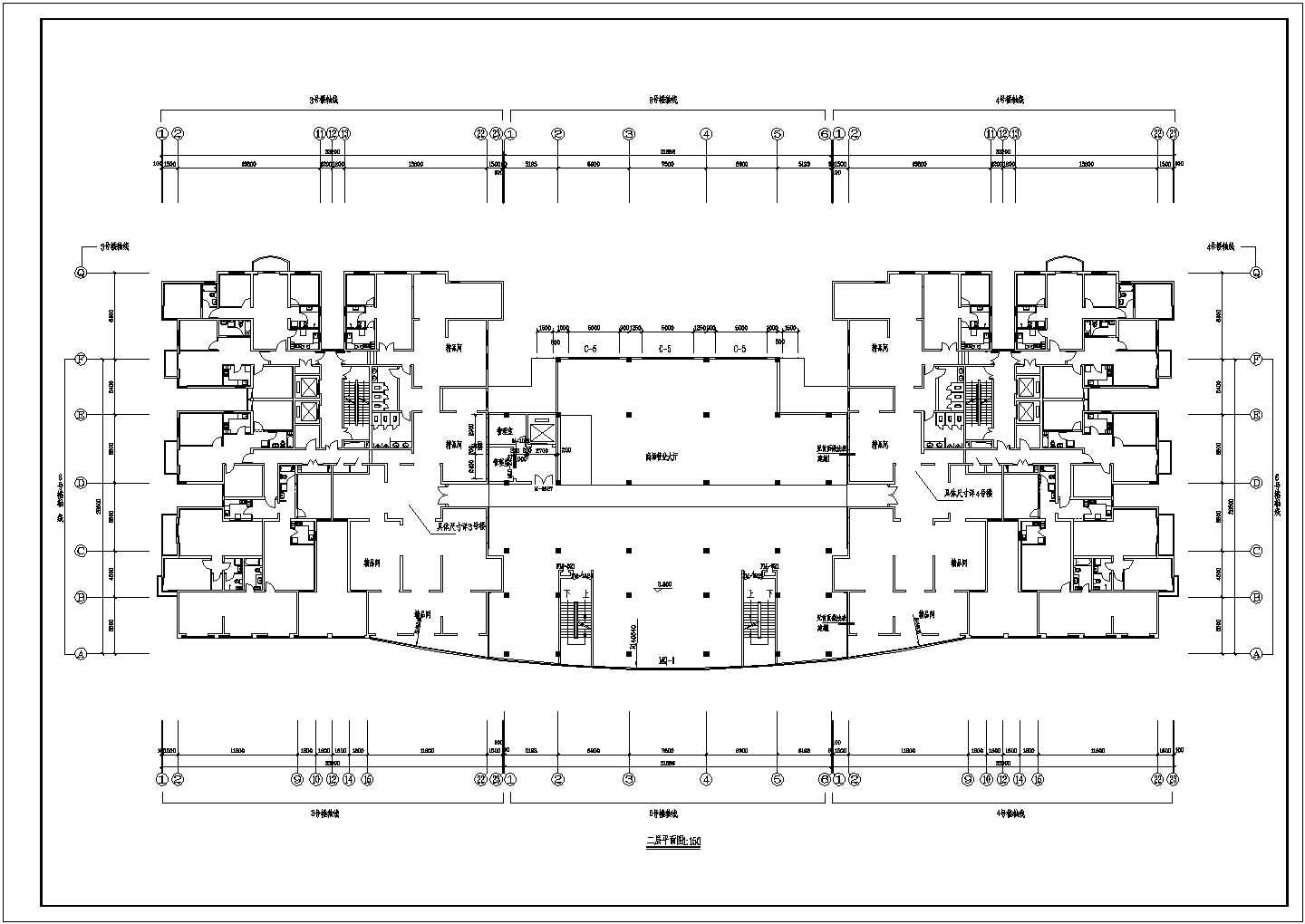 某地区高层商住楼建筑详细设计施工方案CAD图纸