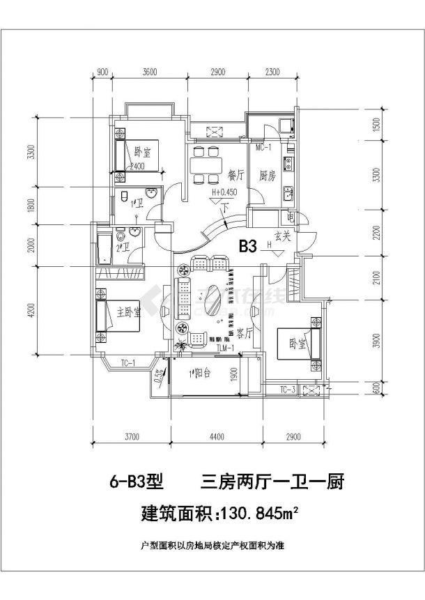 某地区比较实用的户型建筑详细设计施工方案CAD图纸-图二