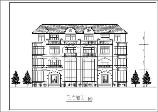 某兰陵公寓高级别墅建筑CAD详细大样设计完整方案图-图一