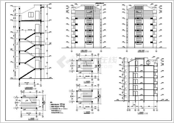 某地区单身公寓住宅楼建筑详细设计施工方案CAD图纸-图二