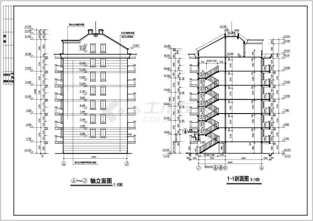 某地区多层商业住宅楼建筑全套设计施工详细方案CAD图纸-图二