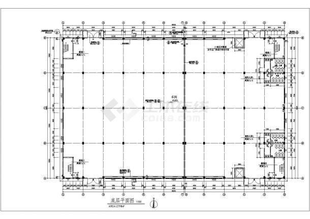 某经典现代二层车间建筑设计施工详细方案CAD图纸-图一