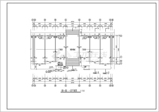 某经典现代二层商业楼门面房建筑设计施工详细方案CAD图纸-图二