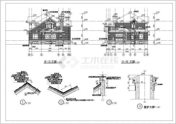 某红阳小区别墅CAD设计构造完整施工图-图一