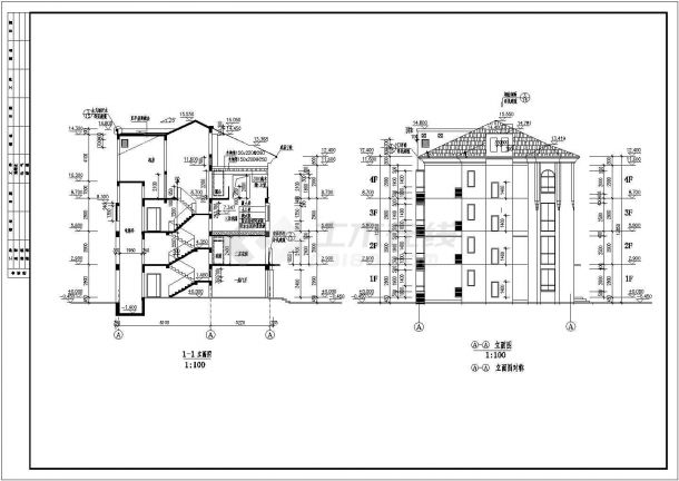 某地区复式住宅建筑设计施工详细方案CAD图纸-图一