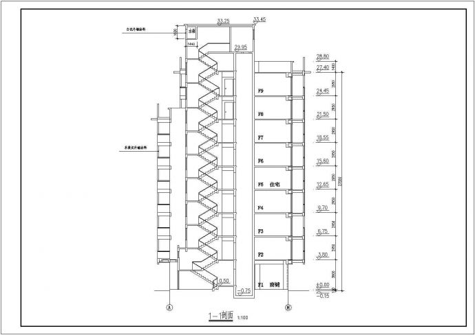 某地区高层商务住宅楼建筑设计施工详细方案CAD图纸_图1