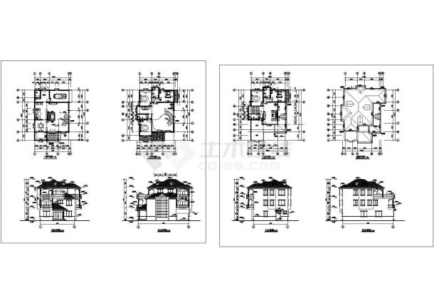 某三层框架结构时尚风格别墅设计cad全套建筑施工图（含结构设计，含效果图，含模型图）-图一