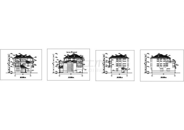 某三层框架结构时尚风格别墅设计cad全套建筑施工图（含结构设计，含效果图，含模型图）-图二