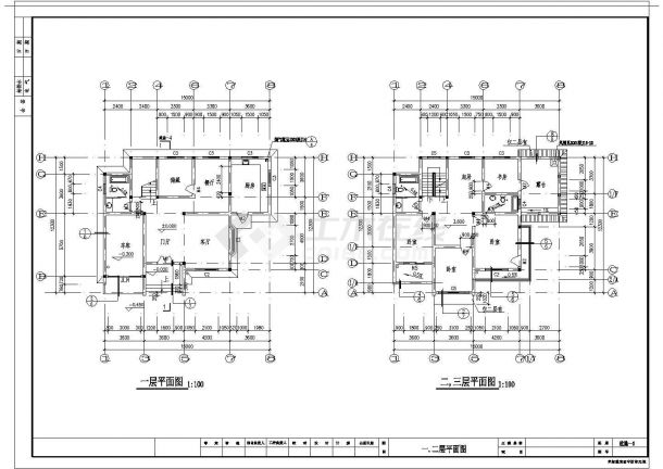 某精致独立式别墅CAD完整设计施工平立面图-图一