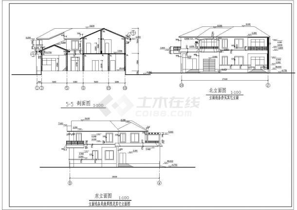 某小区全套别墅建筑结构CAD详细大样设计完整施工图纸-图一