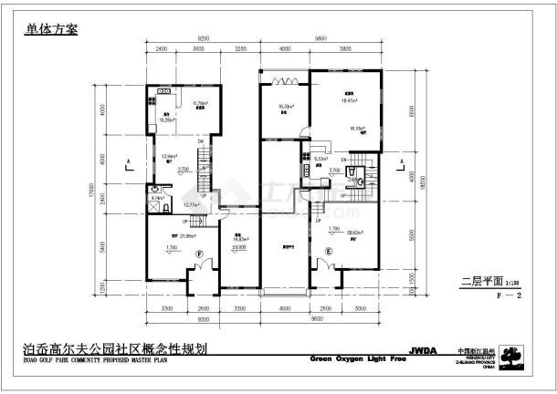 苏州市阳澄湖镇某3层框架结构私人别墅建筑设计CAD图纸（含庭院示意图）-图二