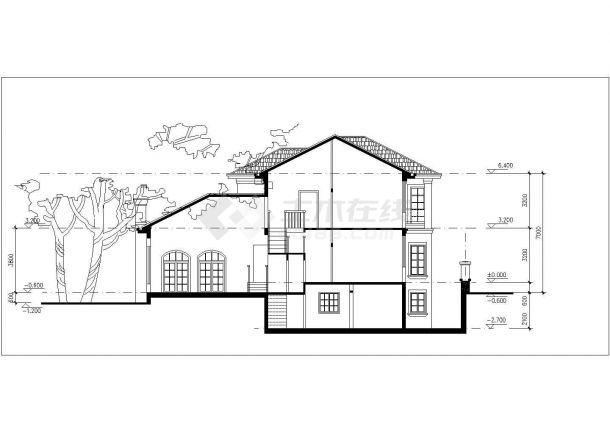 大连市梨园花园小区2层砖混单体别墅平立面设计CAD图纸（含半地下室）-图一