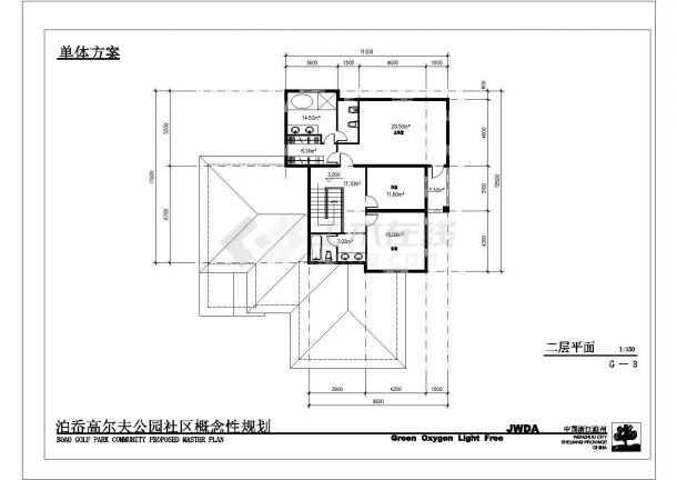 大连市梨园花园小区2层砖混单体别墅平立面设计CAD图纸（含半地下室）-图二