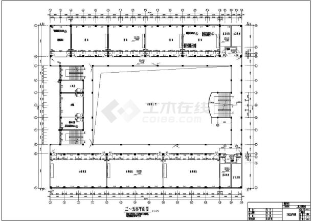 5层中学教学楼建筑施工cad图，共十二张-图二