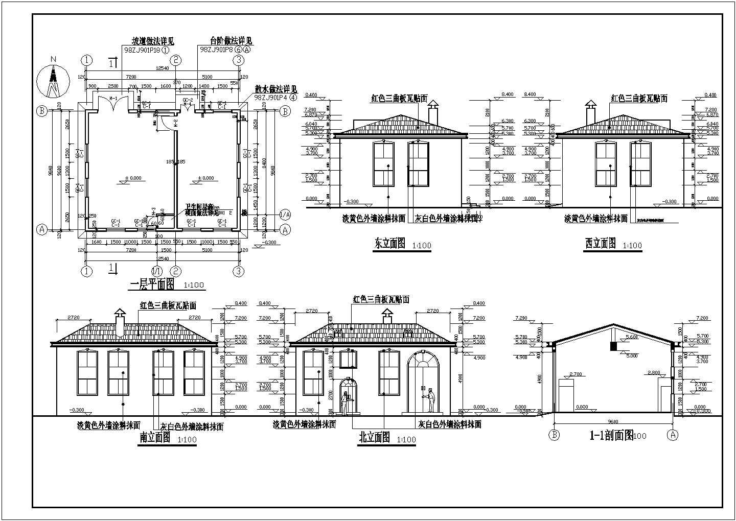 某新华小区小别墅全套CAD完整设计大样建筑图