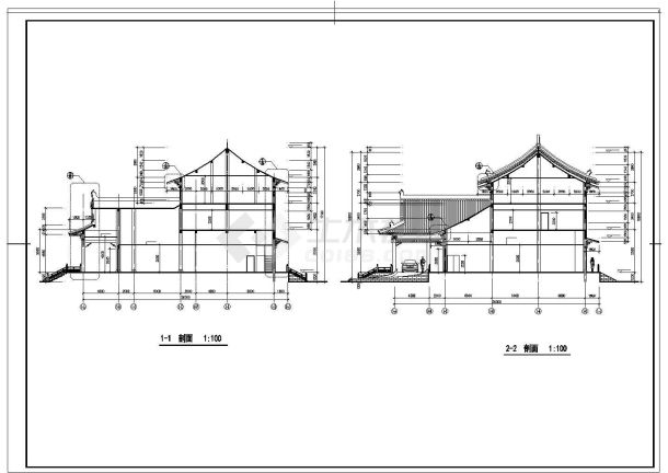 某地区太湖古建筑cad施工图纸-图一