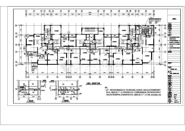 商住楼及车库采暖通风CAD建筑设计施工图-图二
