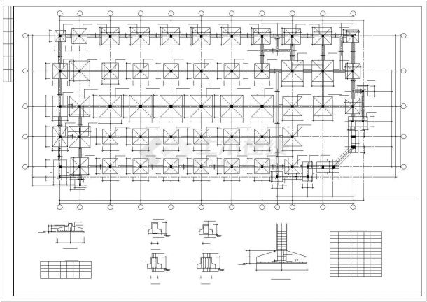 2677.9平米三层框架办公楼结构施工cad图，共二十八张-图二