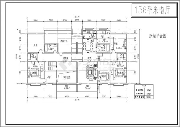 某多层住宅20种户型图CAD全套设计节点图纸-图二