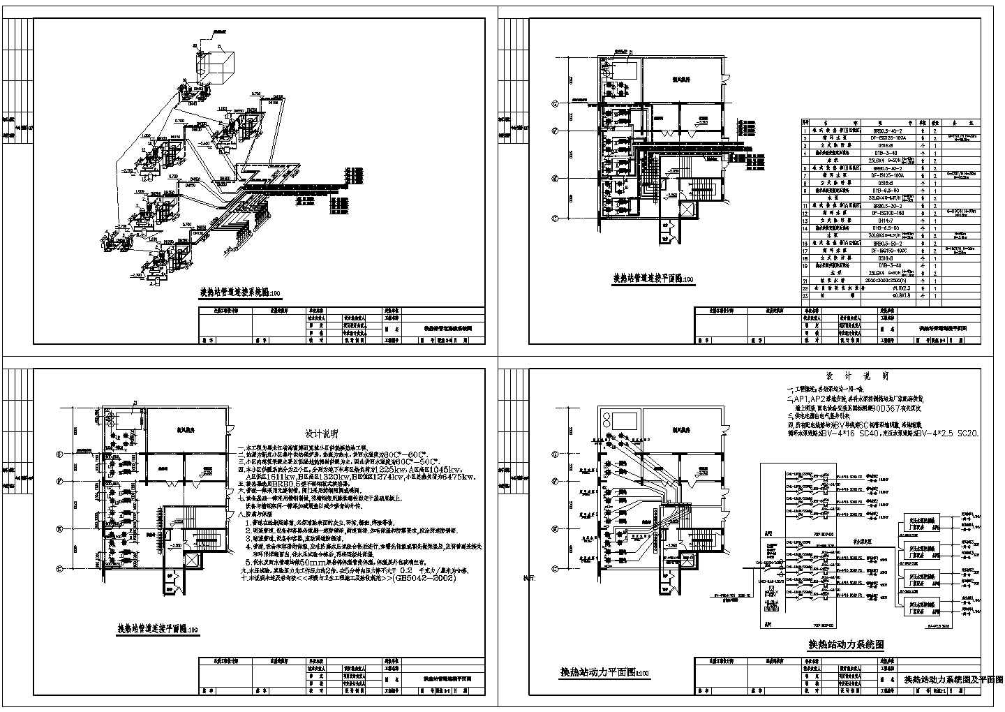 黑龙江某小区供热换热站工程全套CAD方案图