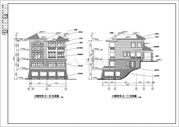 某聚龙山庄小别墅全套建筑CAD设计大样完整施工图-图二