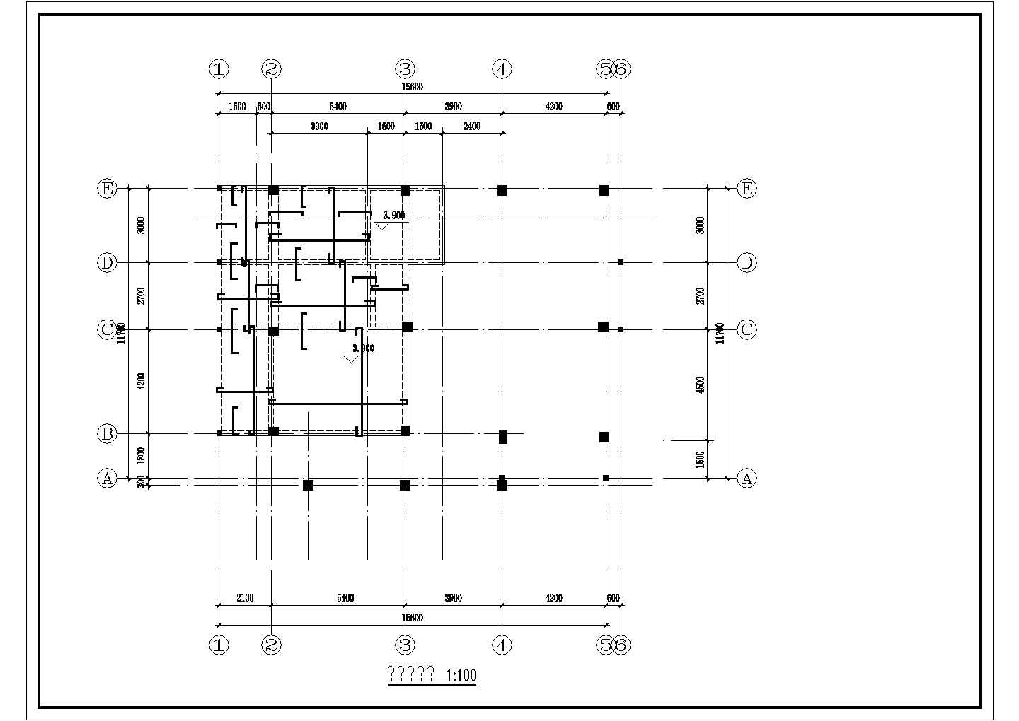 某错层别墅建筑结构施工图CAD图