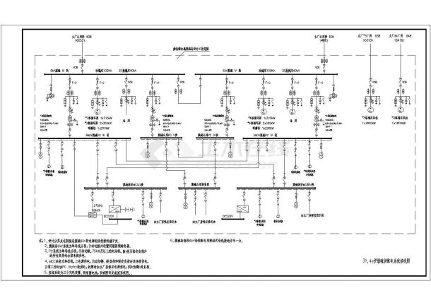 脱硫主接线系统图cad图纸-图二