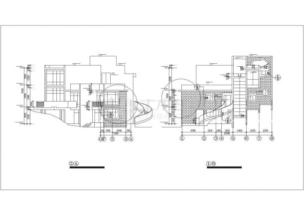 合肥市某村镇338平米3层框混结构独栋单体别墅全套建筑设计CAD图纸-图一