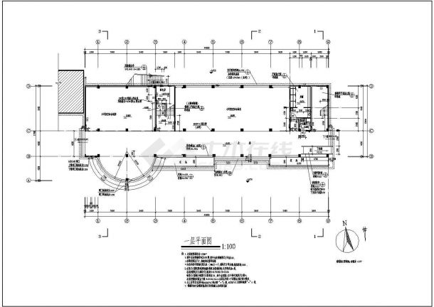 某地区清江小学多功能教学楼建筑方案设计全套CAD图（含语音布置平面图）-图二