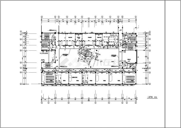 某城市珊瑚实验小区四层教学楼及校园景观规划建筑设计CAD图（含总平面图）-图一
