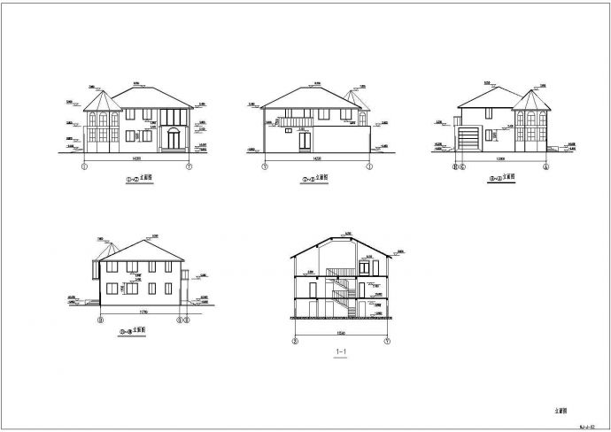某杏园小区别墅建筑结构CAD完整设计构造详细平立剖图纸_图1