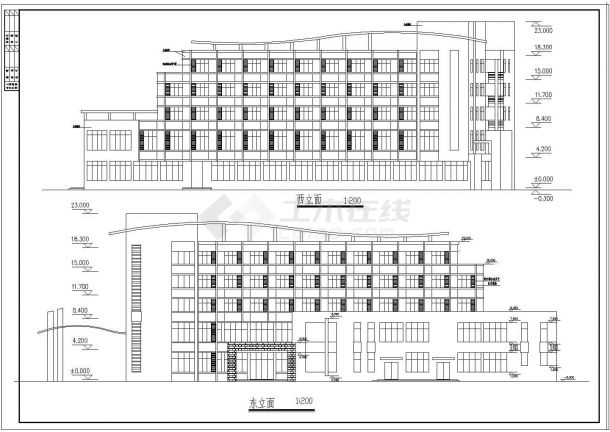 某中学综合楼及宿舍建筑方案设计施工图（含效果图）-图二
