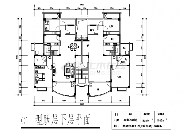 杭州小区建筑户型设计施工cad图纸-图二