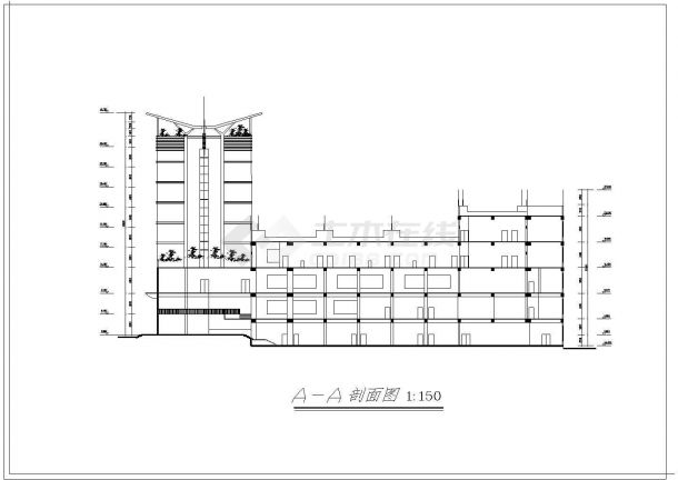 某风云大酒店建筑CAD详细完整设计平立面施工图-图二