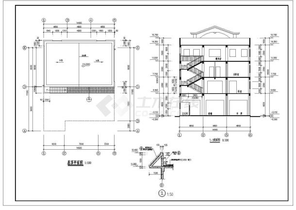 某花半里别苑四层别墅CAD建筑结构设计施工图纸-图一
