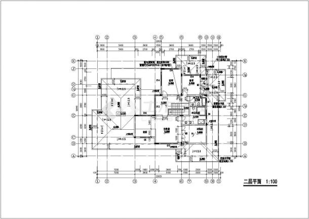 某西湖高尔夫别墅CAD详细设计完整构造施工图纸-图二