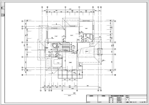 上海某小区338平米2层框架结构单体欧式风格别墅全套建筑设计CAD图纸-图一