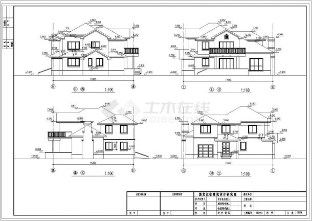 上海某小区338平米2层框架结构单体欧式风格别墅全套建筑设计CAD图纸-图二