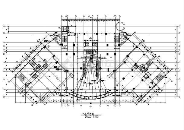 海丰广场6层综合楼建筑设计施工cad图纸，含地下一层-图二