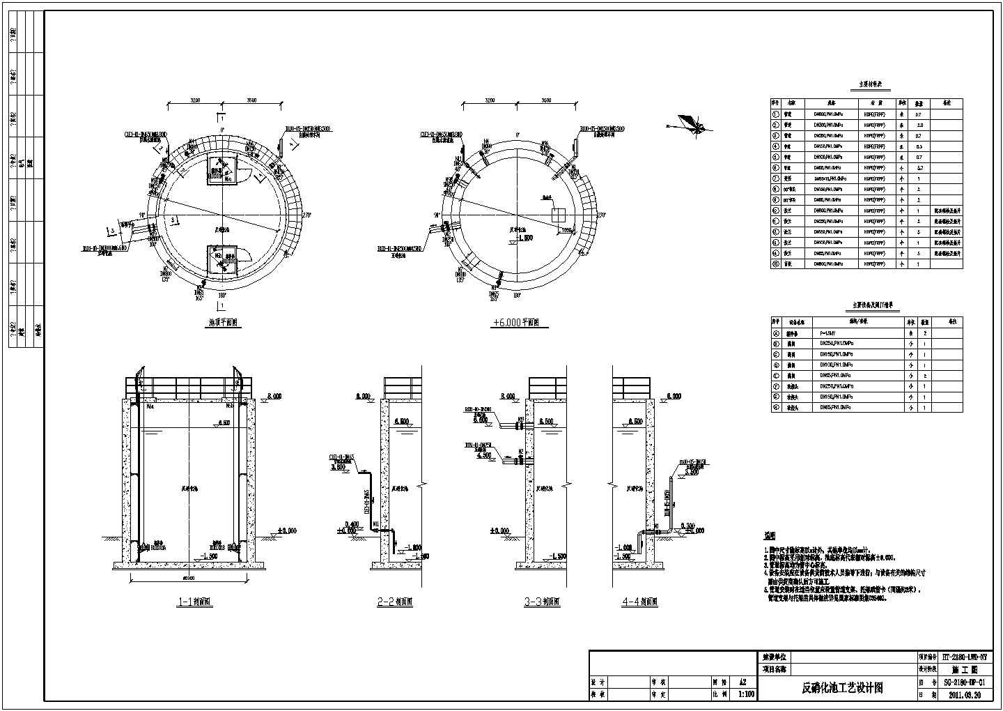 填埋场设计_垃圾填埋厂渗滤液处理工艺施工CAD图