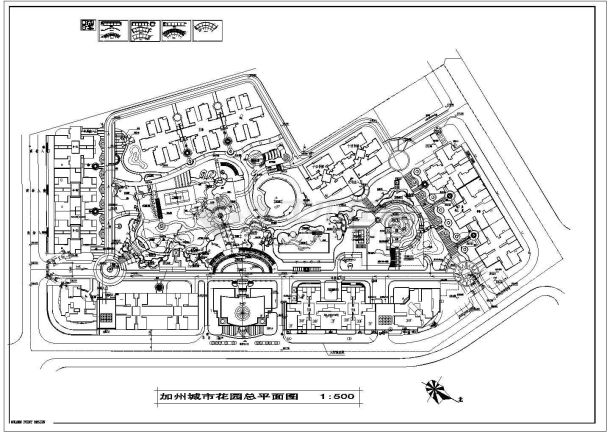 某加洲花园小区CAD完整设计大样规划图-图一