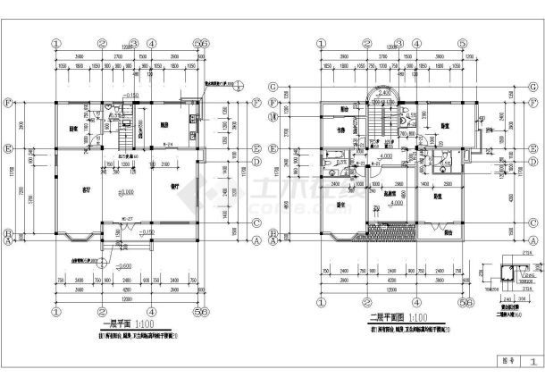 某官塘小区别墅建筑CAD完整设计大样构造图-图一