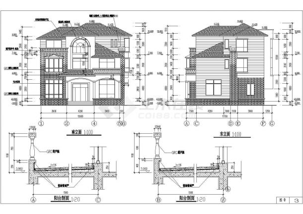 某官塘小区别墅建筑CAD完整设计大样构造图-图二
