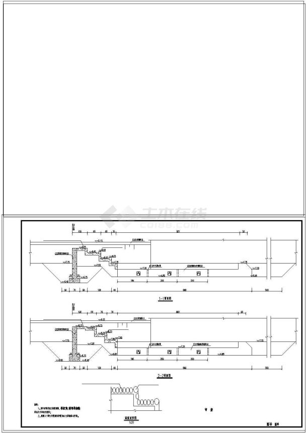 [浙江]小流域堤防加固工程cad施工图-图一