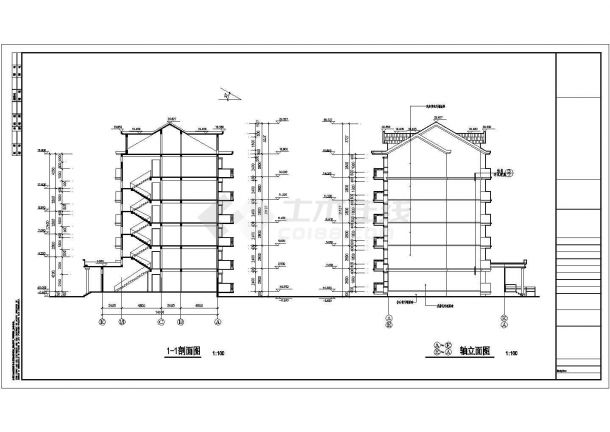 某地区6层阁楼住宅楼建筑全套设计施工详细方案CAD图纸-图二