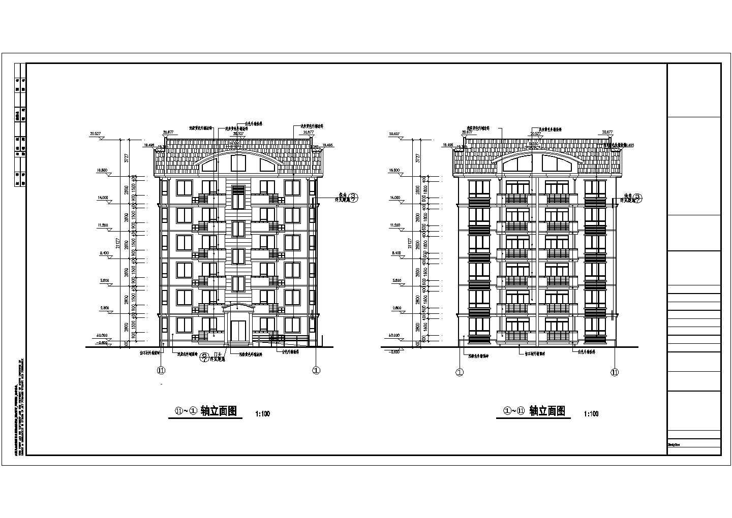 某地区6层阁楼住宅楼建筑全套设计施工详细方案CAD图纸