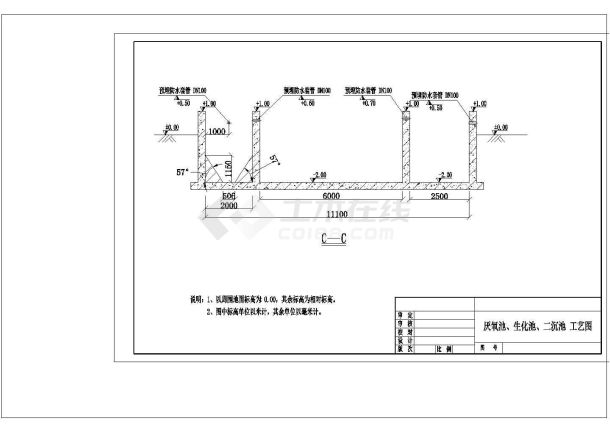 江苏某3T纺织废水处理工程图纸CAD-图二