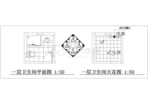 某住宅家庭卫生间装修cad详图-图一