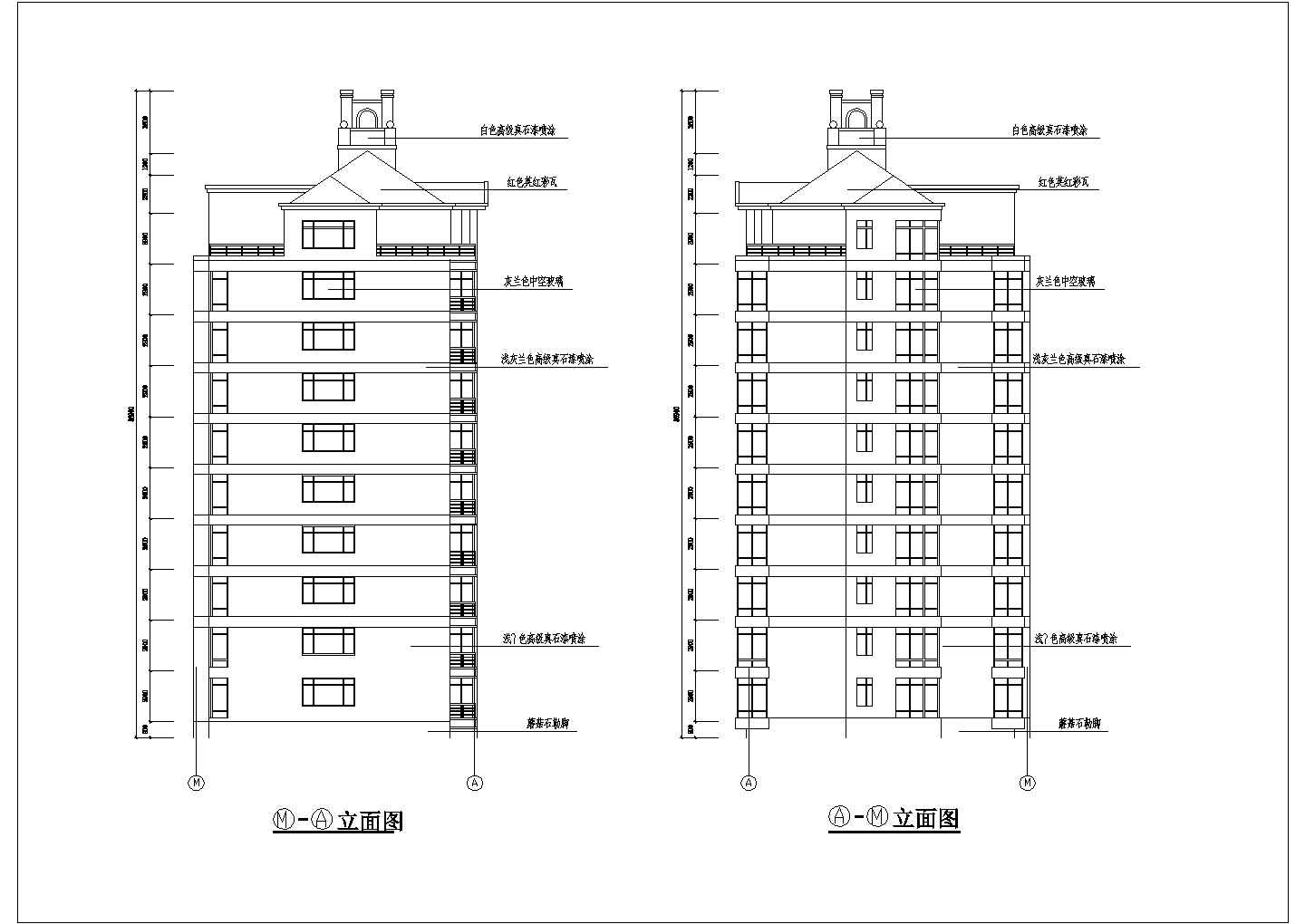 某地区9层阁楼建筑全套设计施工详细方案CAD图纸