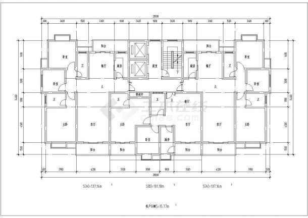 某地区18层电梯点式住宅楼建筑全套设计施工详细方案CAD图纸-图二